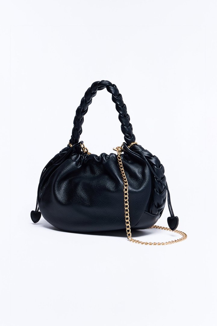 Pull Me Closer Faux Leather Crossbody Handbag - Black