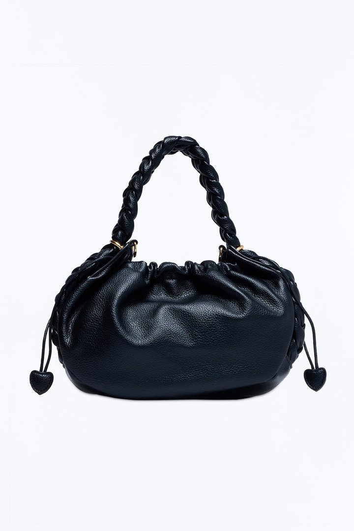 Pull Me Closer Faux Leather Crossbody Handbag - Black