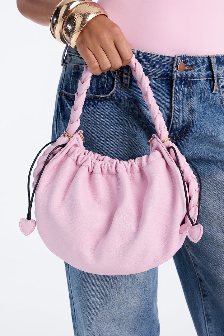 Pull Me Closer Faux Leather Crossbody Handbag - Blush