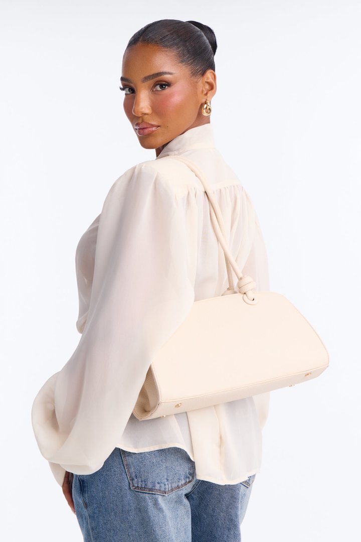 Loop Me In Faux Leather Shoulder Handbag - Cream