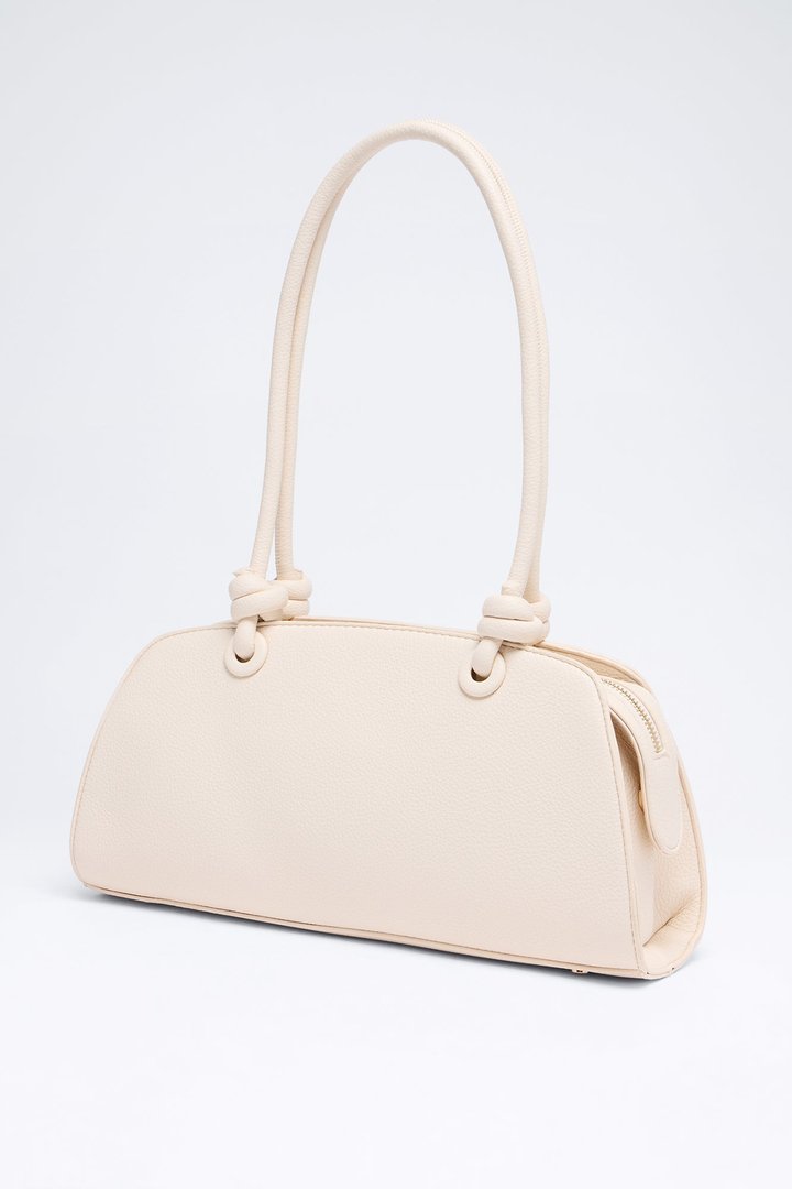 Loop Me In Faux Leather Shoulder Handbag - Cream