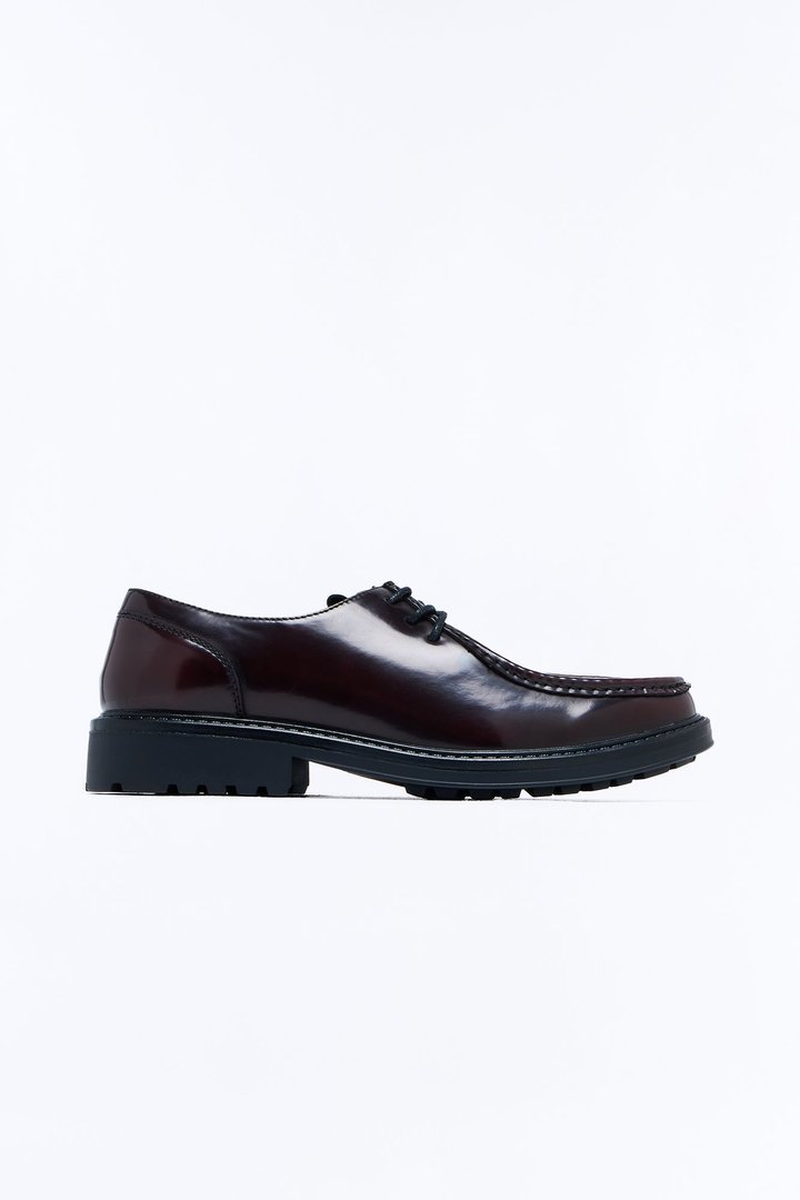 Ombre Laced Up Faux Leather Slip On Loafers - Brown