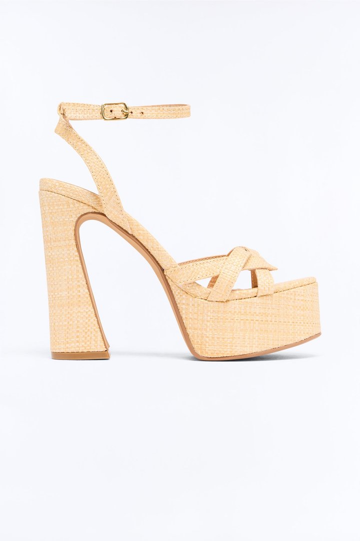 Daniya Platform Ankle Strap Heels - Natural
