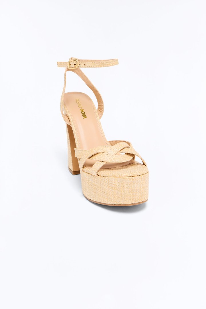 Daniya Platform Ankle Strap Heels - Natural