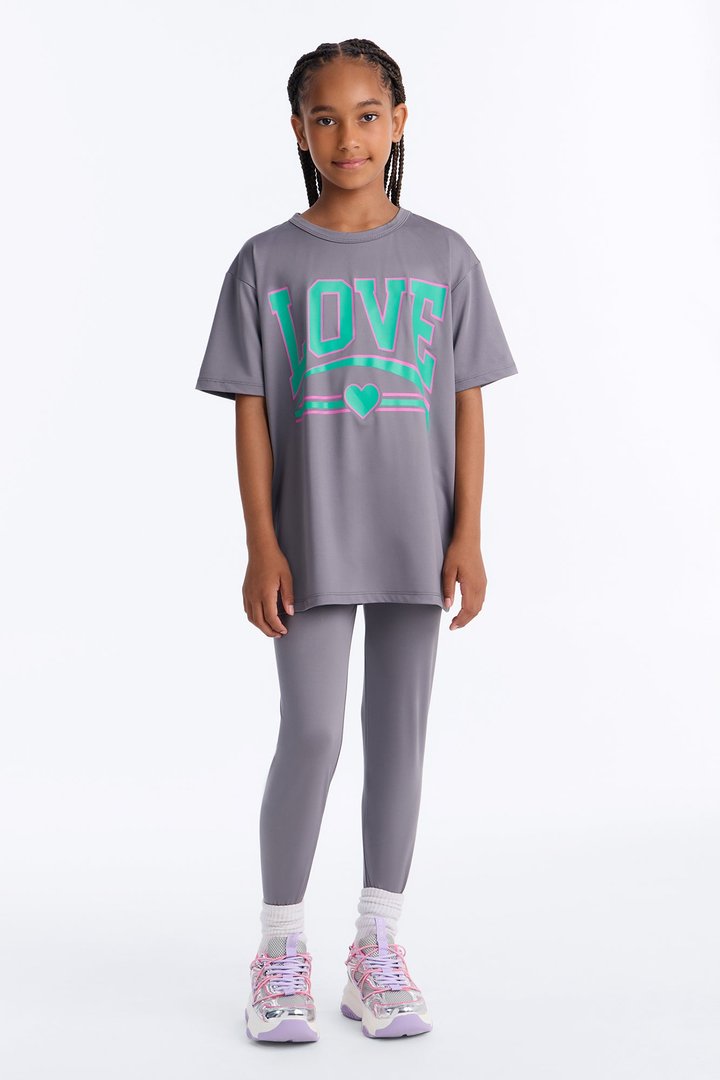 Mini Love Over Everything Legging Set - Charcoal