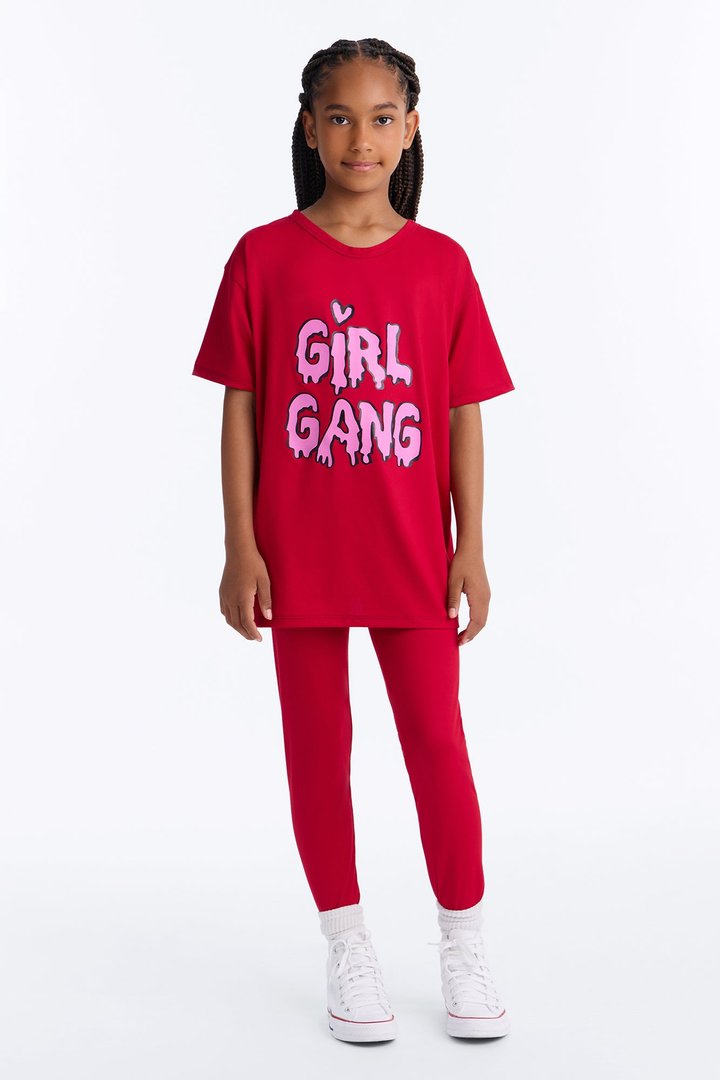Mini Girl Gang Legging Set - Burgundy