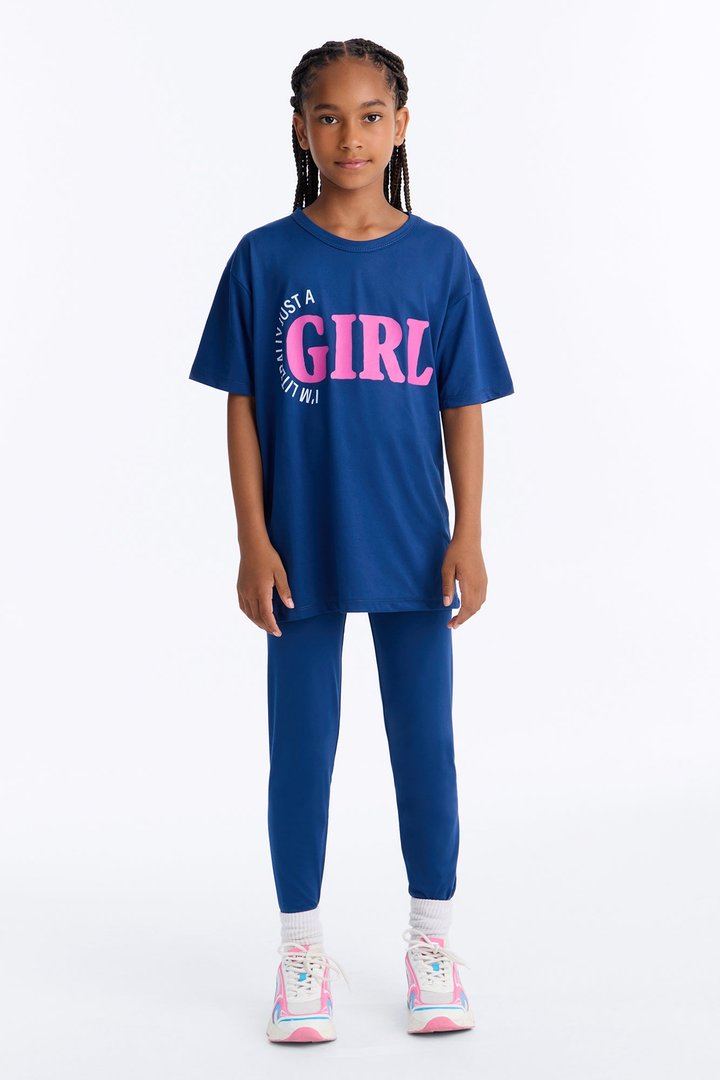 Mini I'm Literally Just A Girl Legging Set - Navy