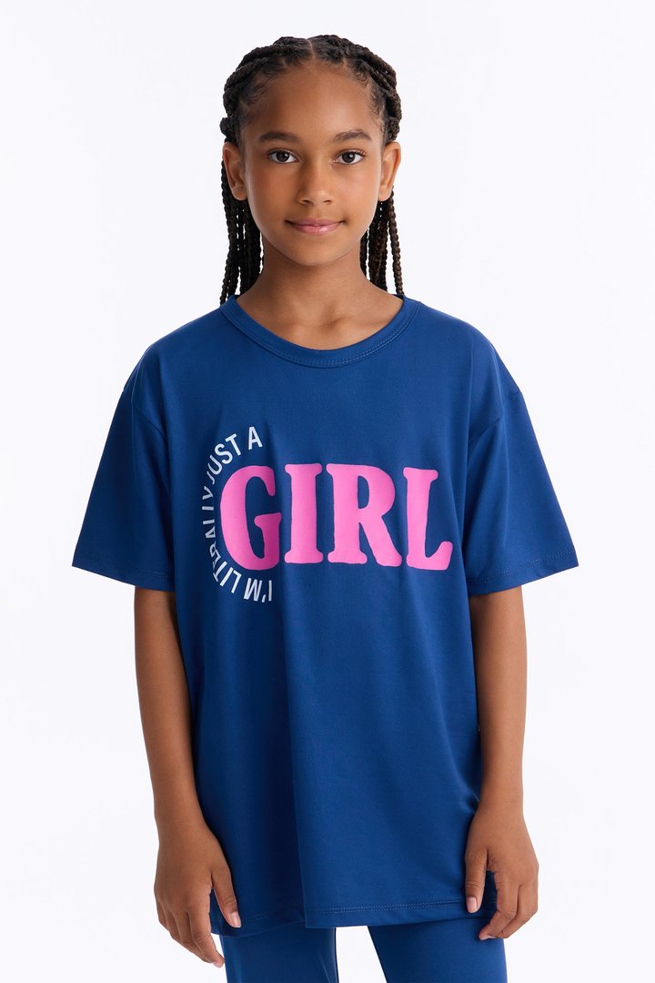 Mini I'm Literally Just A Girl Legging Set - Navy