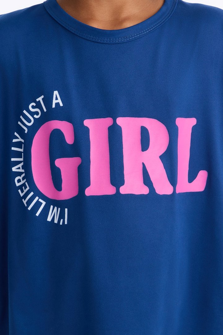 Mini I'm Literally Just A Girl Legging Set - Navy