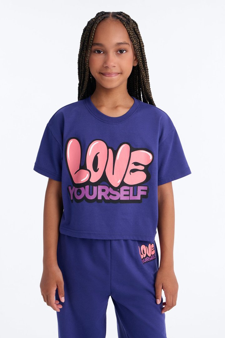 Mini Love Yourself Wide Leg Pant Set - Navy