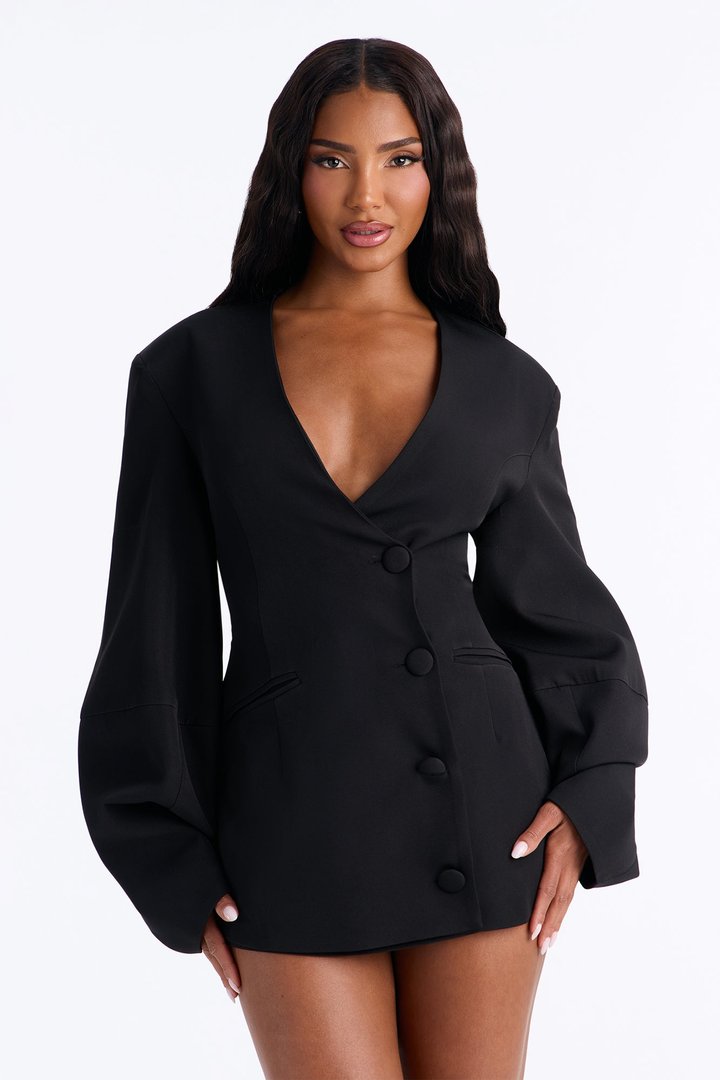 Sweet & Smart Barrel Sleeve Blazer - Black