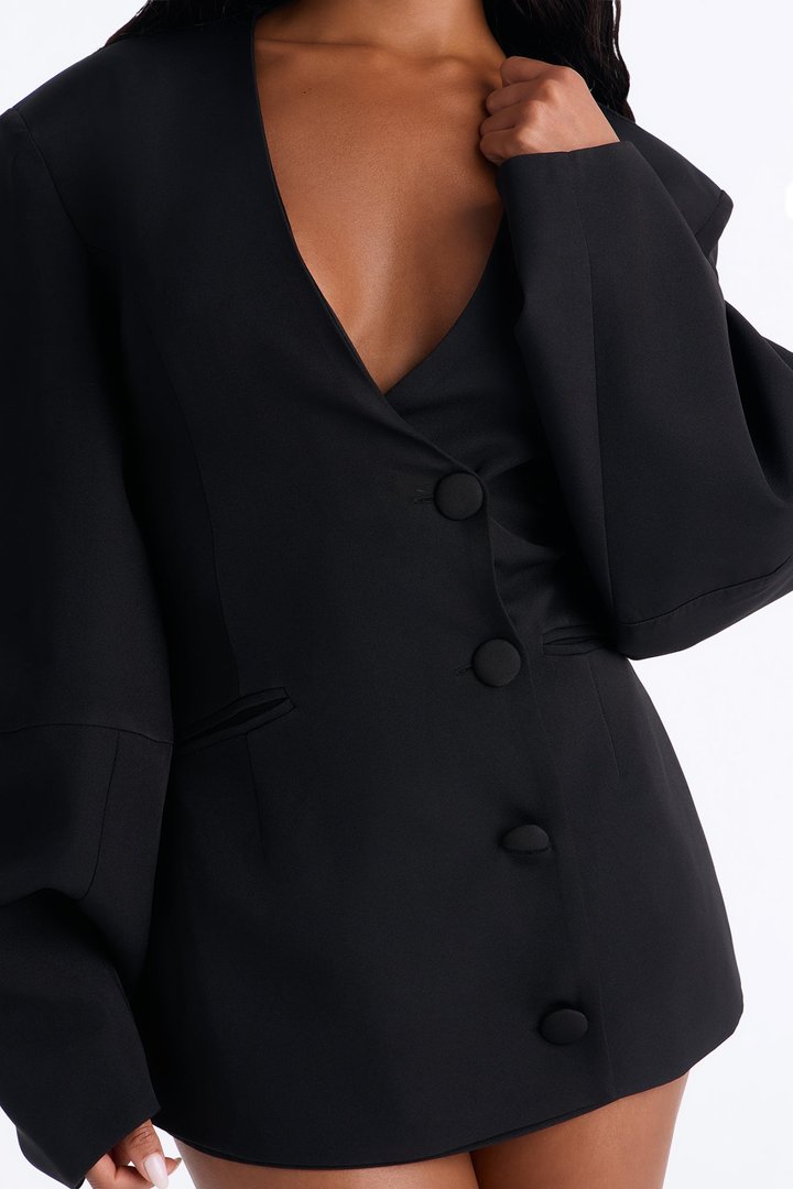 Sweet & Smart Barrel Sleeve Blazer - Black