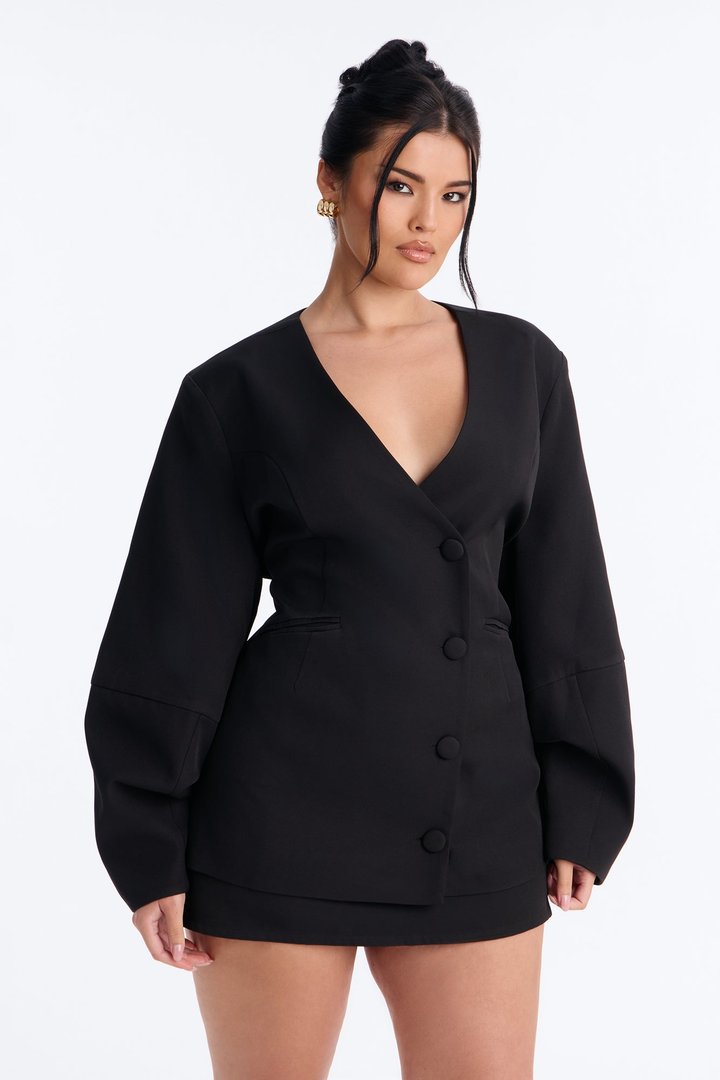 Sweet & Smart Barrel Sleeve Blazer - Black
