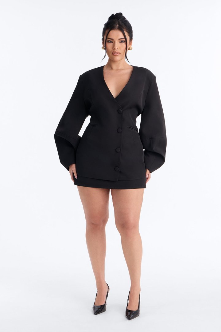 Sweet & Smart Barrel Sleeve Blazer - Black