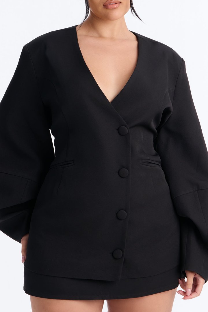Sweet & Smart Barrel Sleeve Blazer - Black