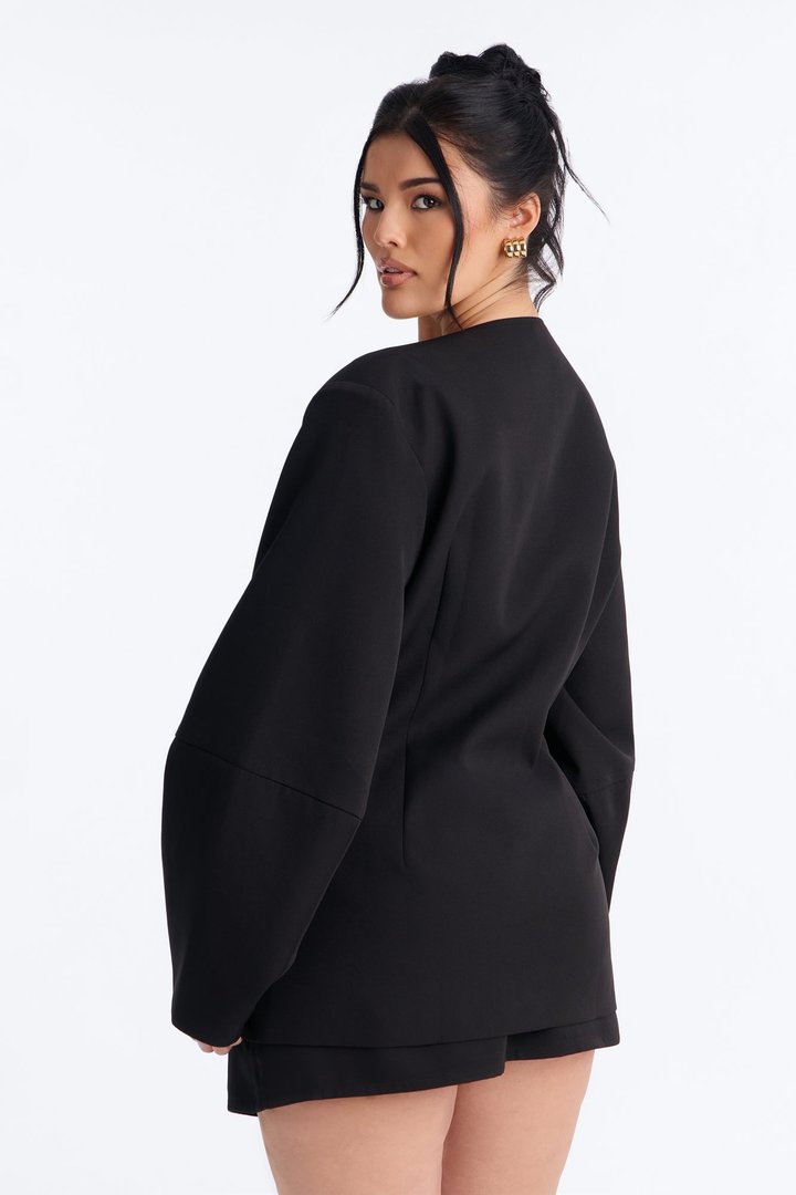 Sweet & Smart Barrel Sleeve Blazer - Black