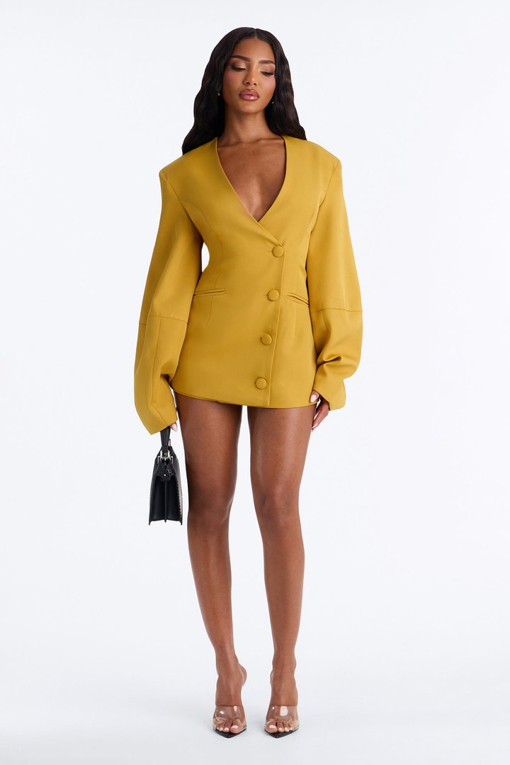Sweet & Smart Barrel Sleeve Blazer - Chartreuse