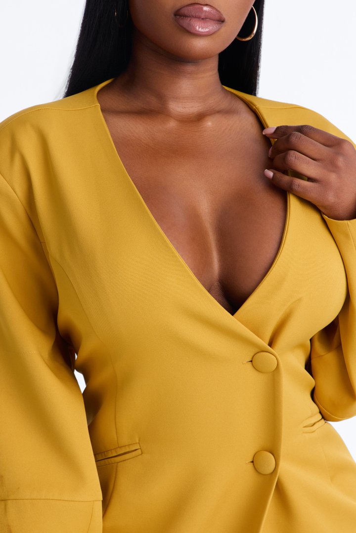 Sweet & Smart Barrel Sleeve Blazer - Chartreuse
