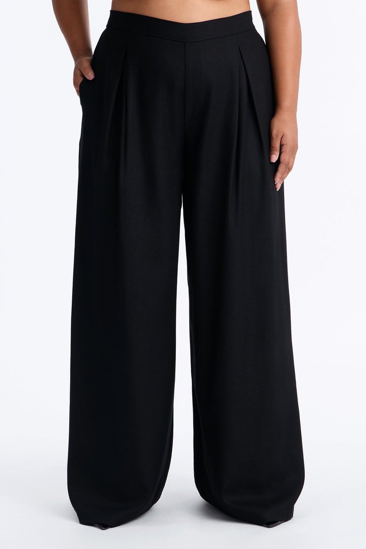 Nhulla Wide Leg Linen Trouser Pant - Black