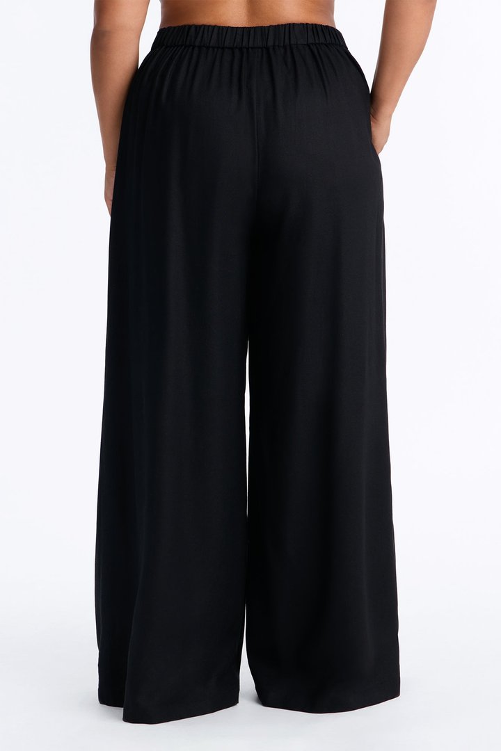 Nhulla Wide Leg Linen Trouser Pant - Black