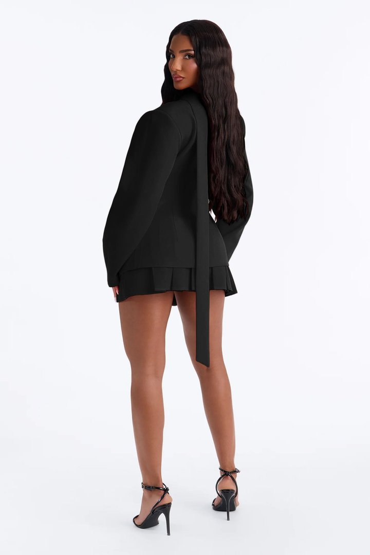 Adeline Mid Rise Pleated Mini Skirt - Black