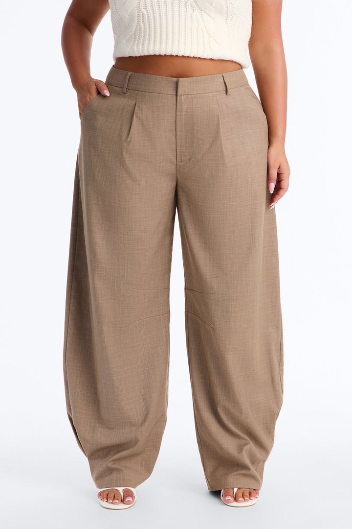 Sasha Pleated Barrel Leg Trouser - Brown