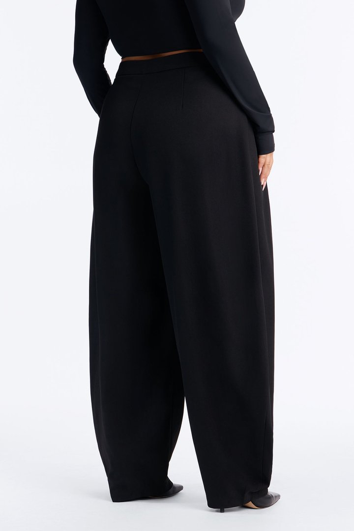 Josephine Barrel Leg Pleated Trouser - Black