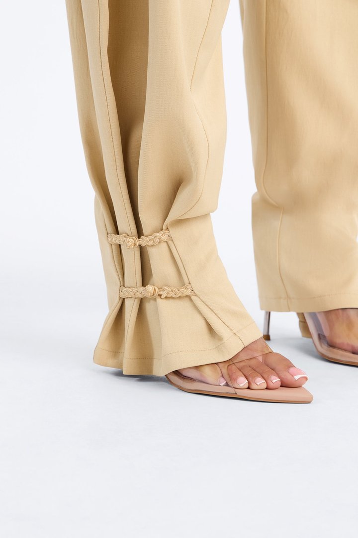 Parris High Rise Barrel Leg Frog Closure Trouser - Honey