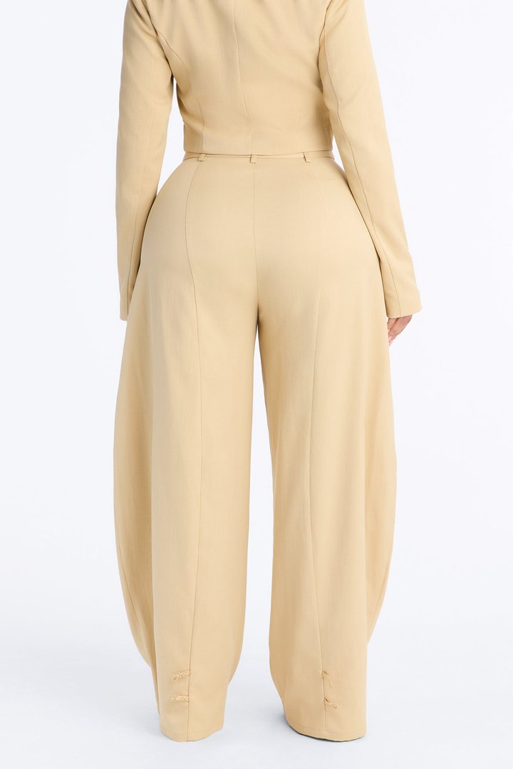 Parris High Rise Barrel Leg Frog Closure Trouser - Honey