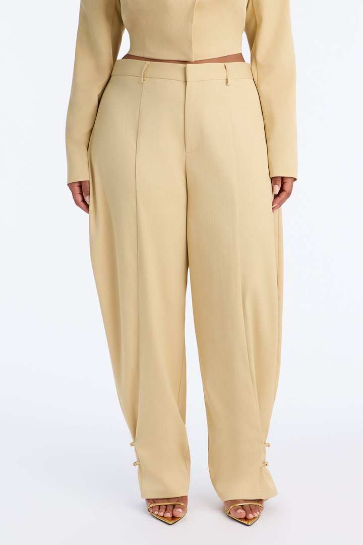 Parris High Rise Barrel Leg Frog Closure Trouser - Honey