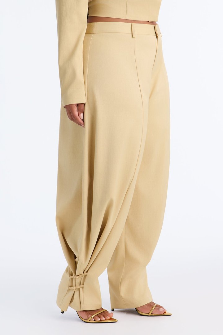 Parris High Rise Barrel Leg Frog Closure Trouser - Honey