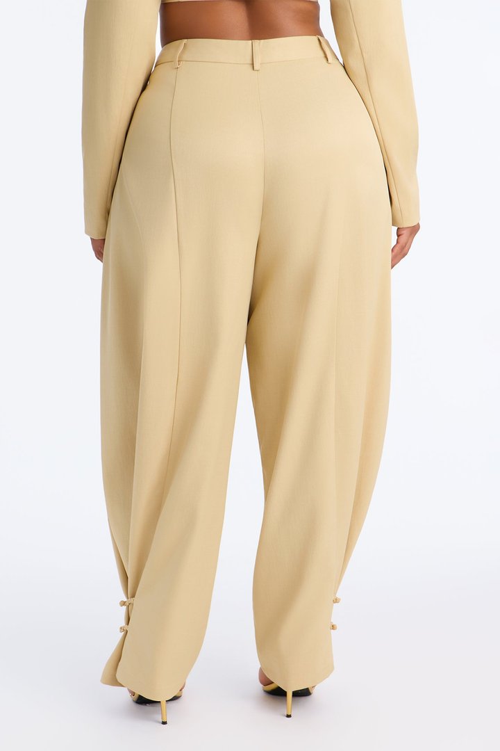 Parris High Rise Barrel Leg Frog Closure Trouser - Honey