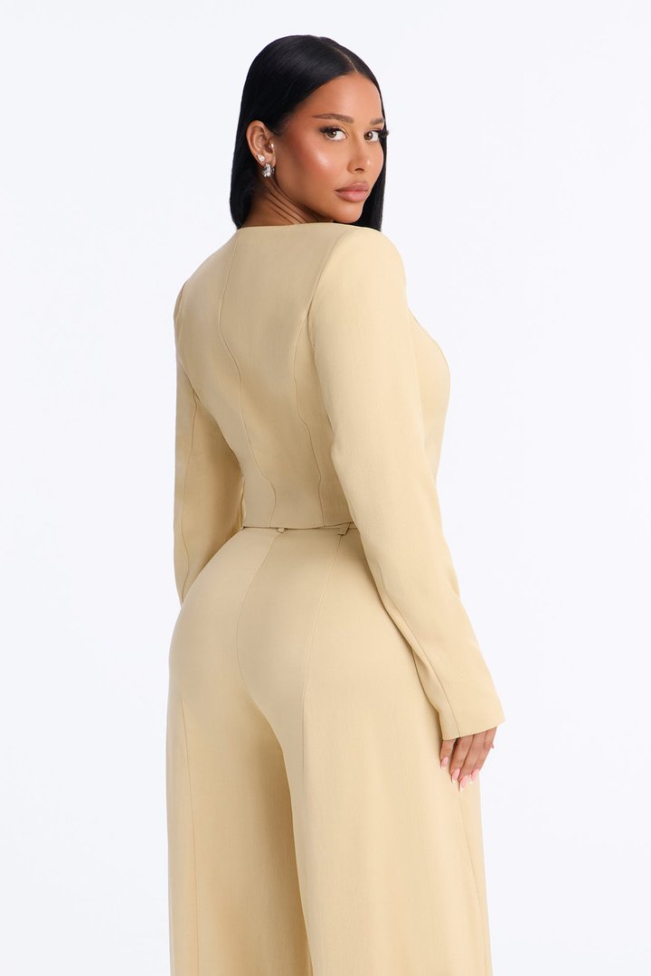 Parris Cropped Frog Closure Trim Blazer - Honey