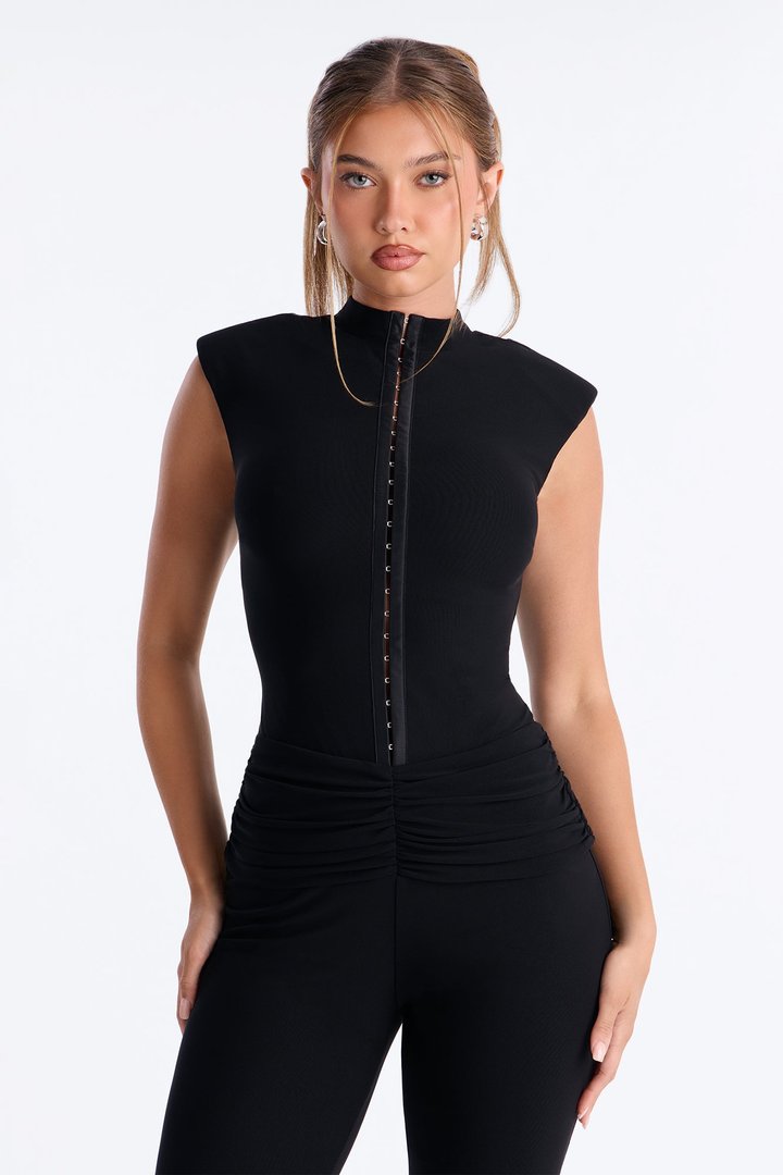Jada Mesh Sleeveless Skinny Leg Jumpsuit - Black