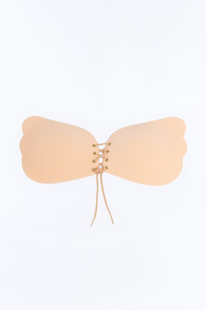 Smooth Invisible Lift Lace Up Sticky Bra - Nude