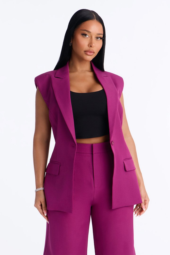 Paloma Twill Vest - Raspberry