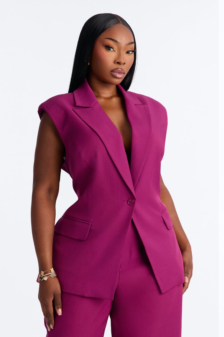 Paloma Twill Vest - Raspberry