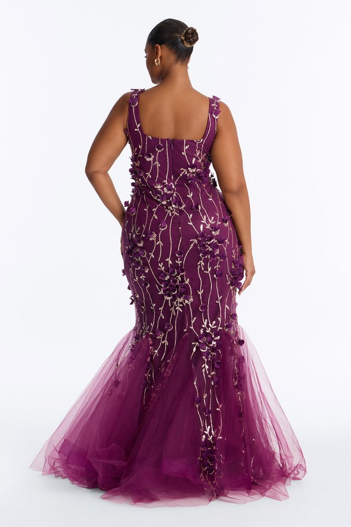 Delaney Tulle Gown - Plum