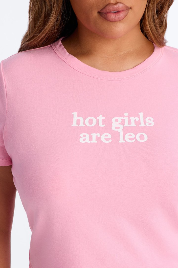 Hot Girls Are Leo Baby Tee - Light Pink