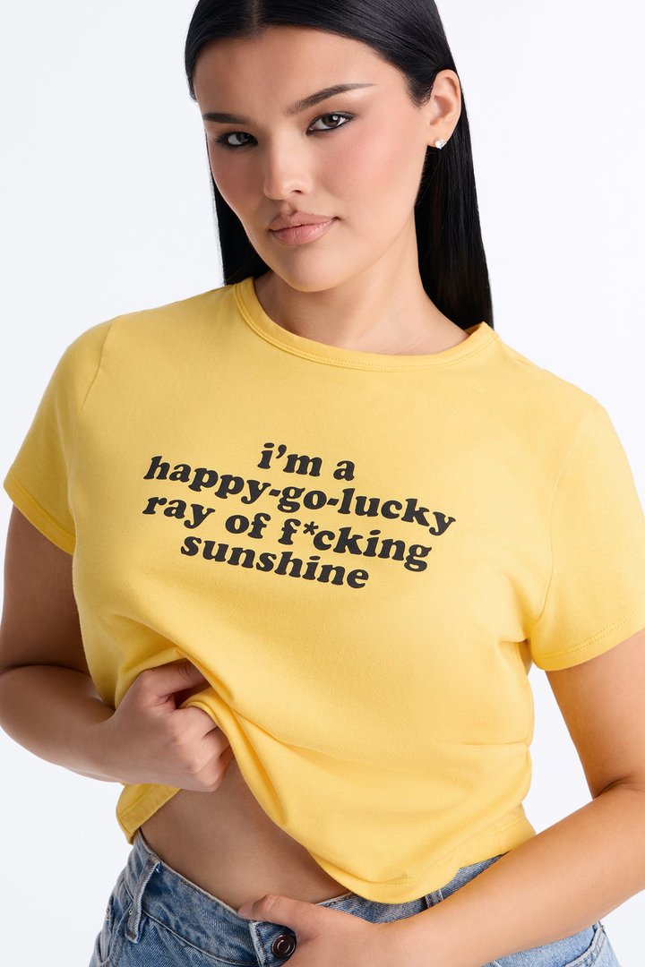 I Am Sunshine Cropped Baby Tee - Yellow