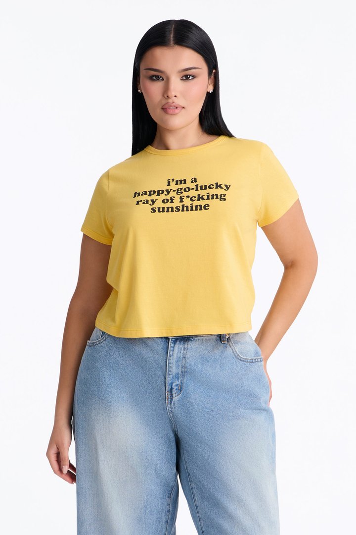 I Am Sunshine Cropped Baby Tee - Yellow