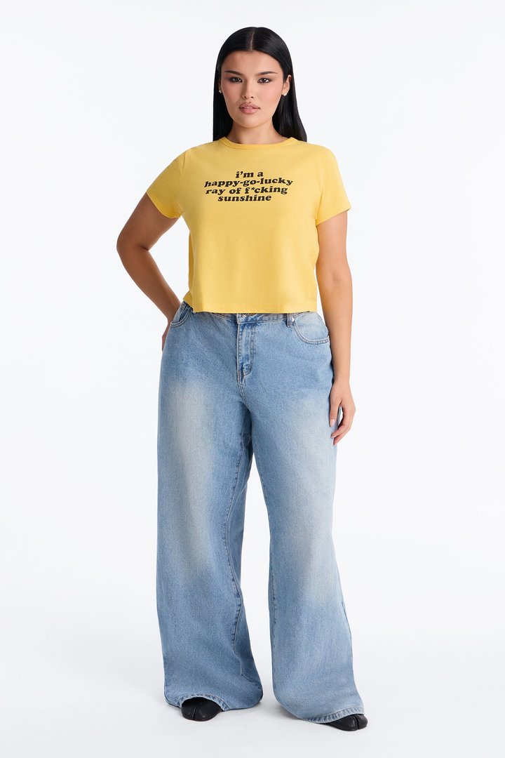 I Am Sunshine Cropped Baby Tee - Yellow