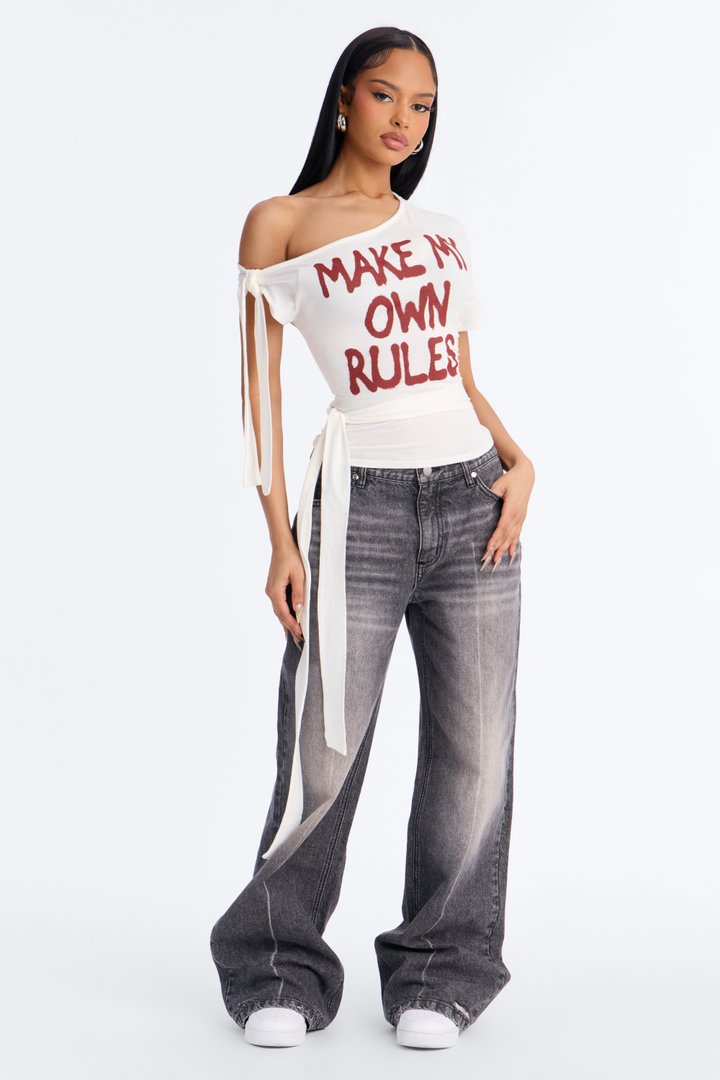 Make My Own Rules Tied Top - Off White