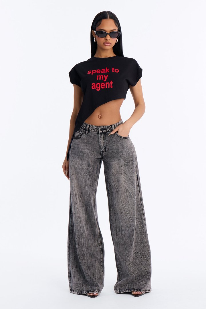 Speak To My Agent Tied Sleeveless Tee - Black