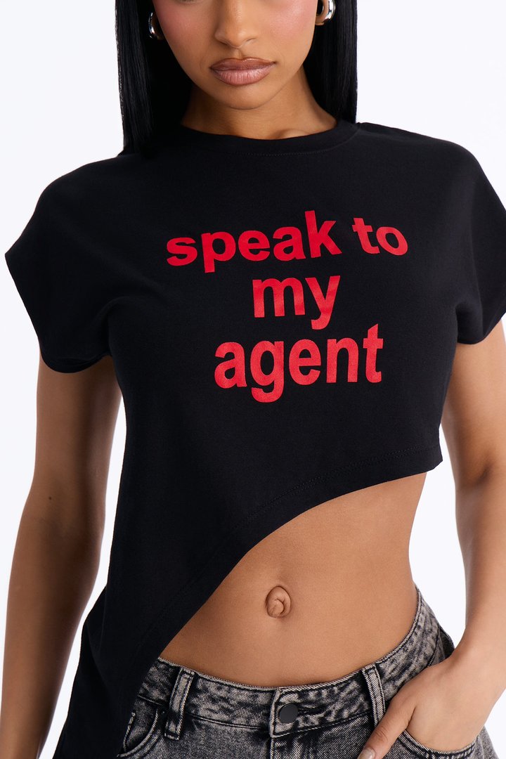 Speak To My Agent Tied Sleeveless Tee - Black