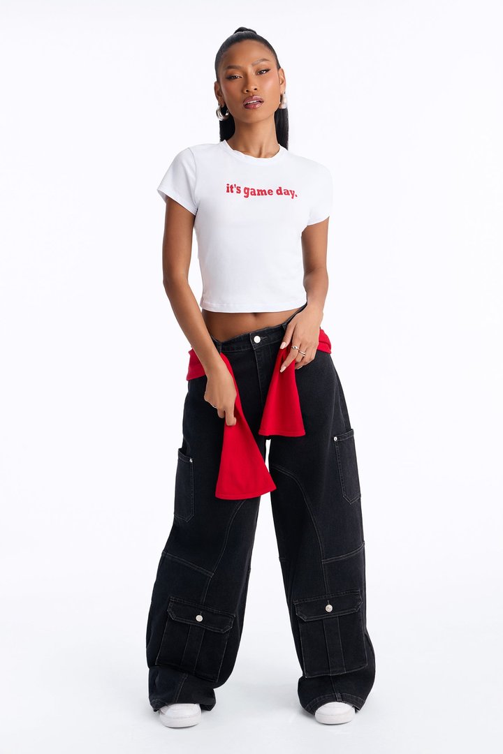 Game Day Baby Tee - White