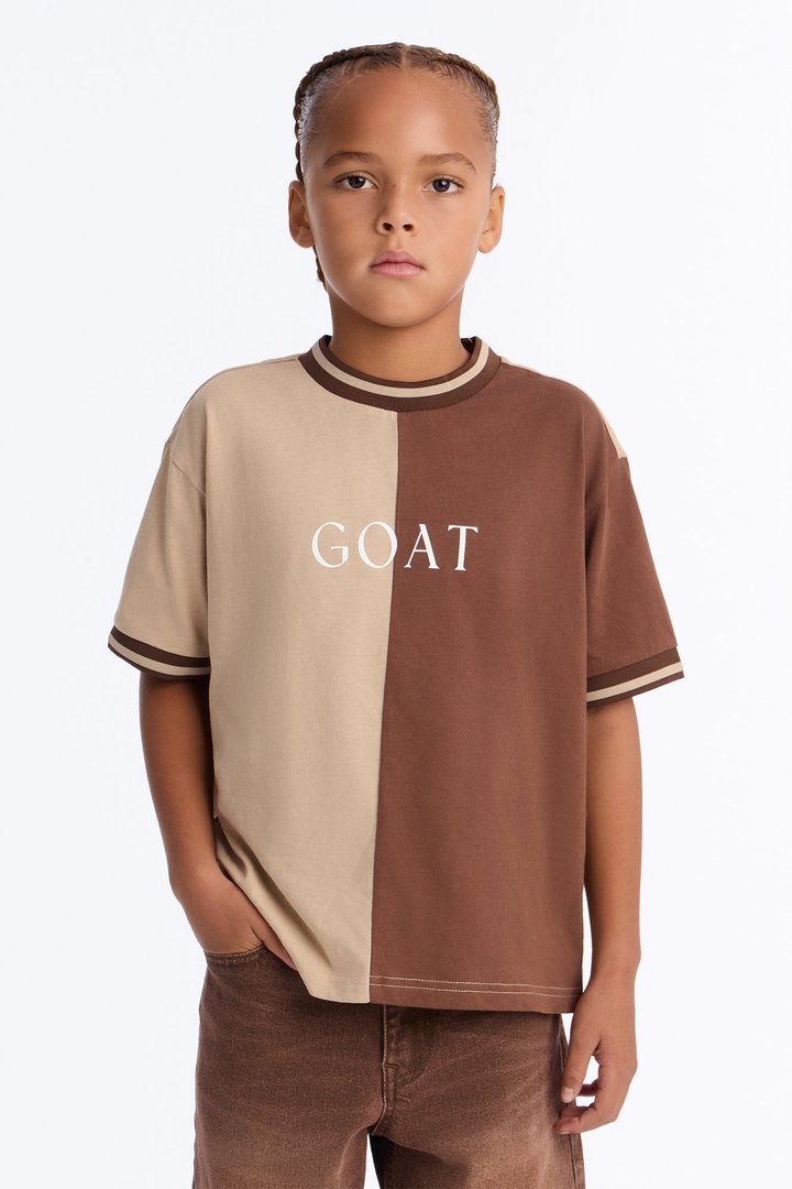 Mini GOAT Color Block Short Sleeve Tee - Brown