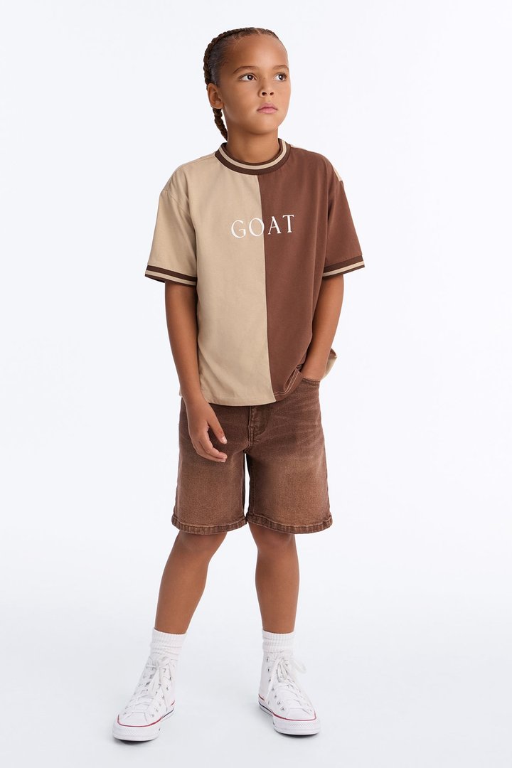 Mini GOAT Color Block Short Sleeve Tee - Brown