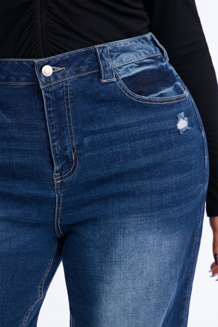 Tall Coldwater Canyon Stretch Ripped Wide Leg Jeans - Dark Wash