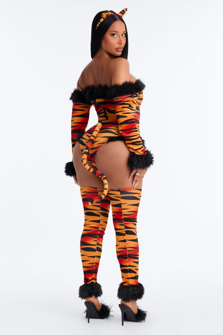 Pounce On Me 3 Piece Costume Set - Orange/combo